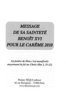 Message de s.s. benoît xvi pour le carême 2010