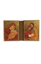 Vierge de tendresse / saint famille - diptyque 8x15 cm -  949.f3