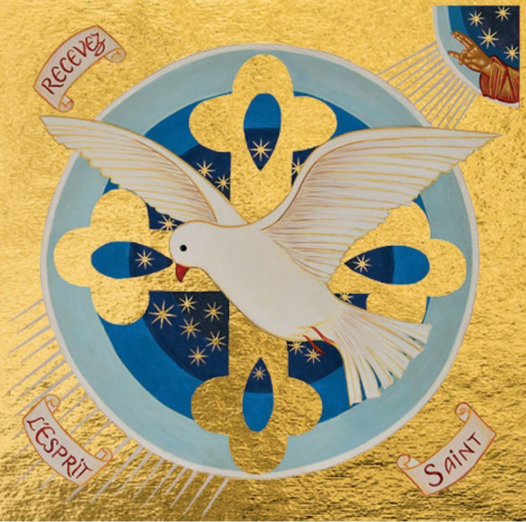 La Colombe de l'Esprit Saint - Icône dorée à la feuille 13x13 cm -  652.64 -   - CLEMENCES