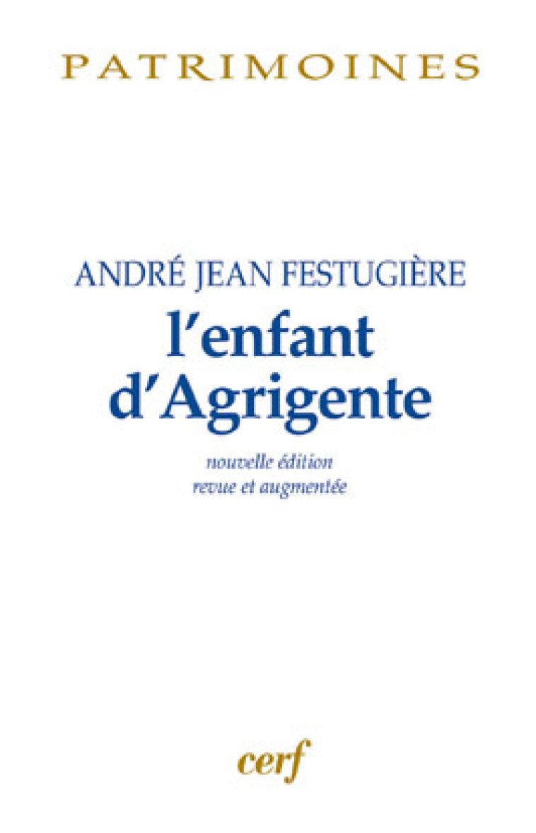 L-ENFANT D-AGRIGENTE - FESTUGIERE ANDRE-JEA - CERF