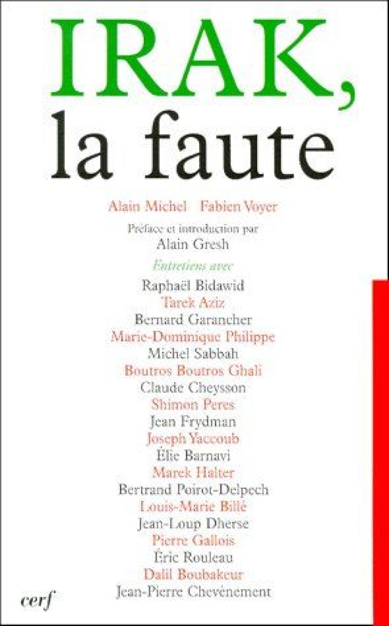 IRAK, LA FAUTE - MICHEL FABIEN - CERF