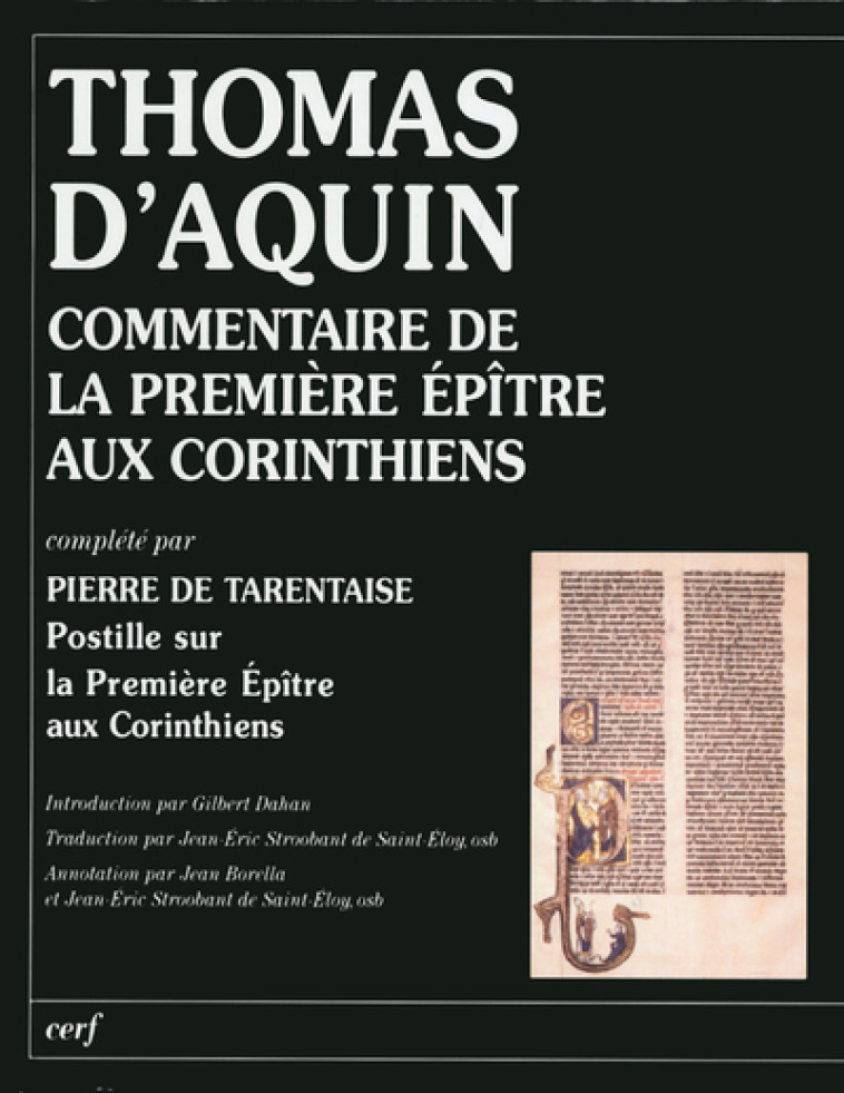 COMMENTAIRE DE LA PREMIERE EPITRE AUX CORINTHIENS -  Thomas d'Aquin - CERF