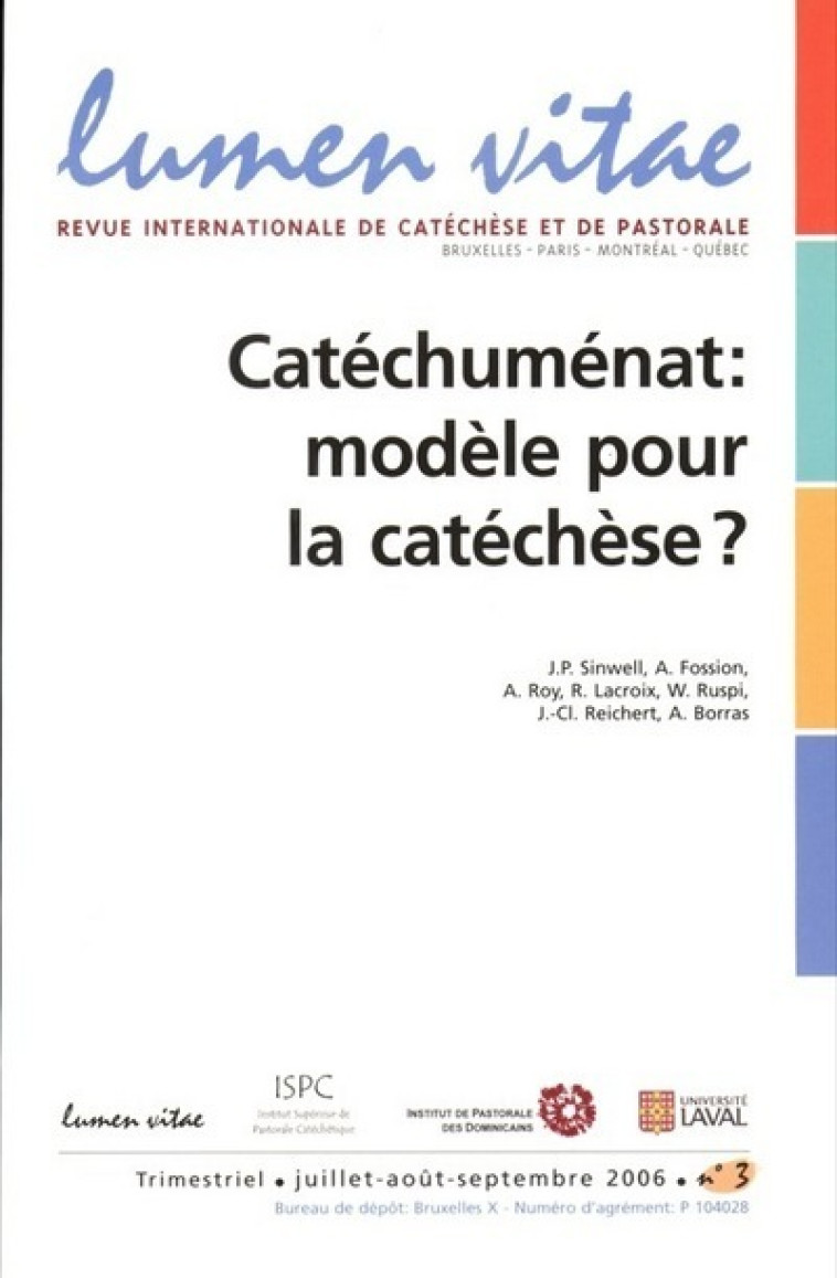 CATECHUMENAT : MODELE POUR LA CATECHESE ? -  Collectif - LUMEN VITAE