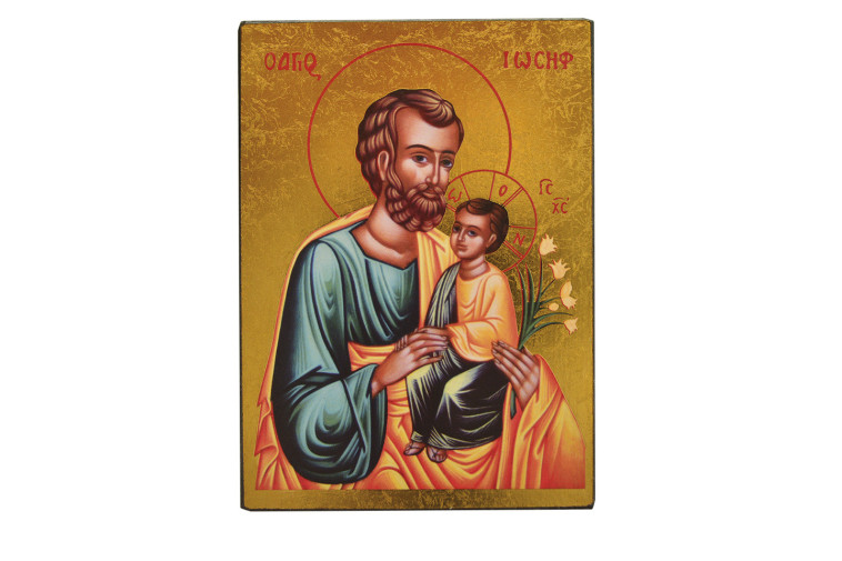 SAINT JOSEPH A L'ENFANT - ICONE DOREE A LA FEUILLE 12,8X9,6 CM -  128.63 -   - CLEMENCES