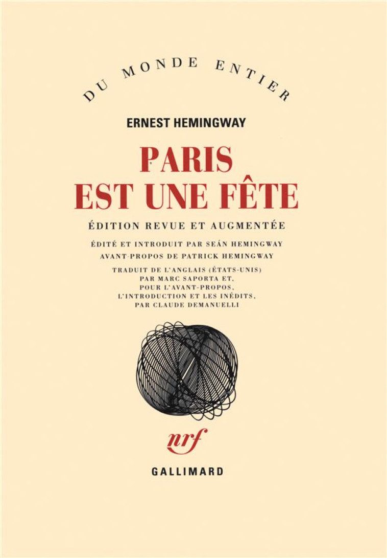 PARIS EST UNE FETE - HEMINGWAY ERNEST - GALLIMARD