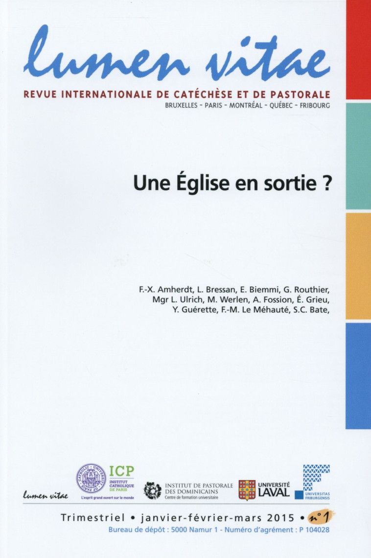 LUMEN VITAE - UNE EGLISE EN SORTIE ? - REVUE LUMEN VITAE - Lumen vitae