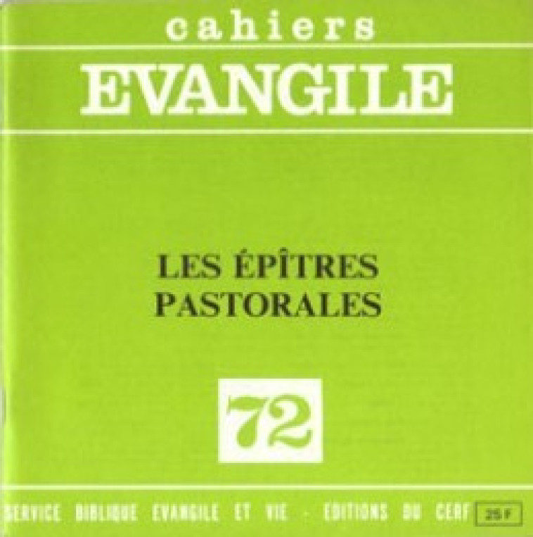 CE-72. Les Épitres pastorales - Cothenet Edouard - CERF