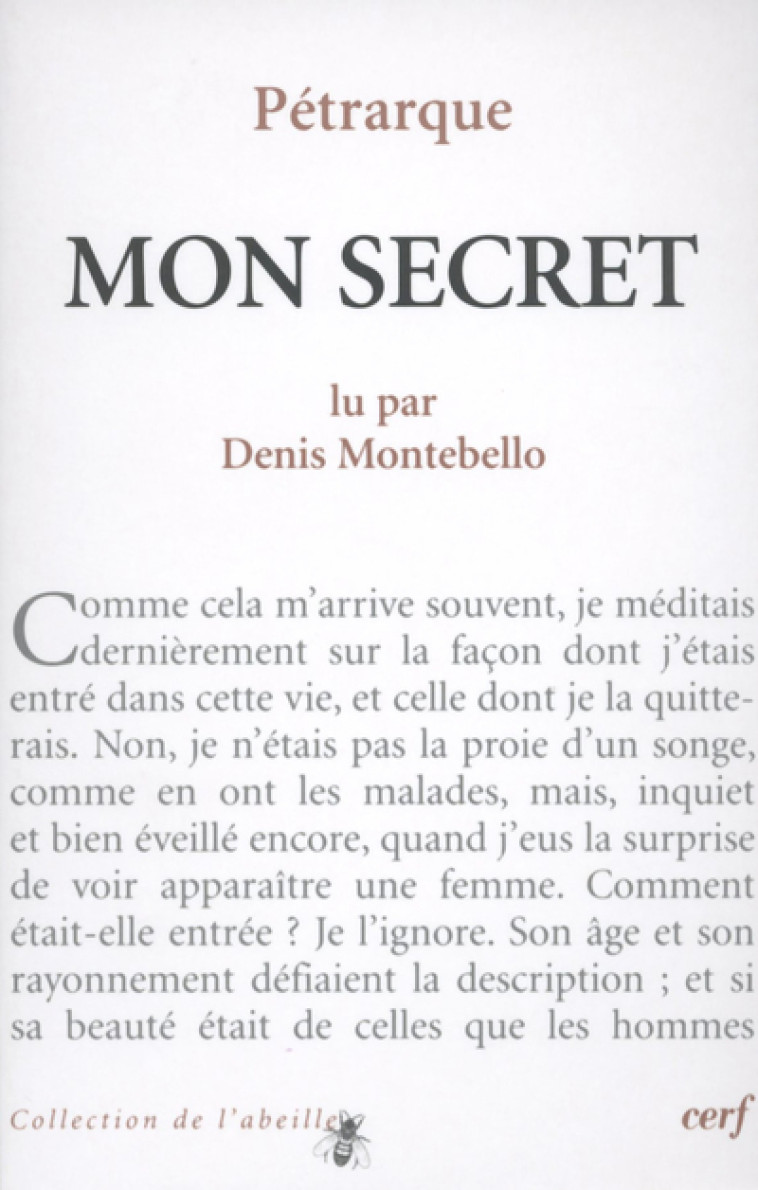 FRANCOIS PETRARQUE : MON SECRET - Montébello Denis, MONTEBELLO DENIS  - CERF