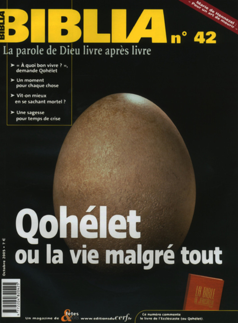 BIBLIA 42 - OHELET OU LA VIE MALGRE TOUT - Martin Rose, MARTIN ROSE  - CERF