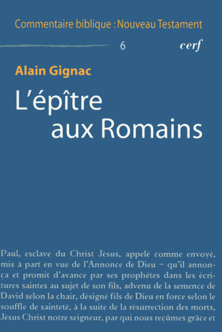 L'ÉPÎTRE AUX ROMAINS - Gignac Alain, GIGNAC ALAIN  - CERF