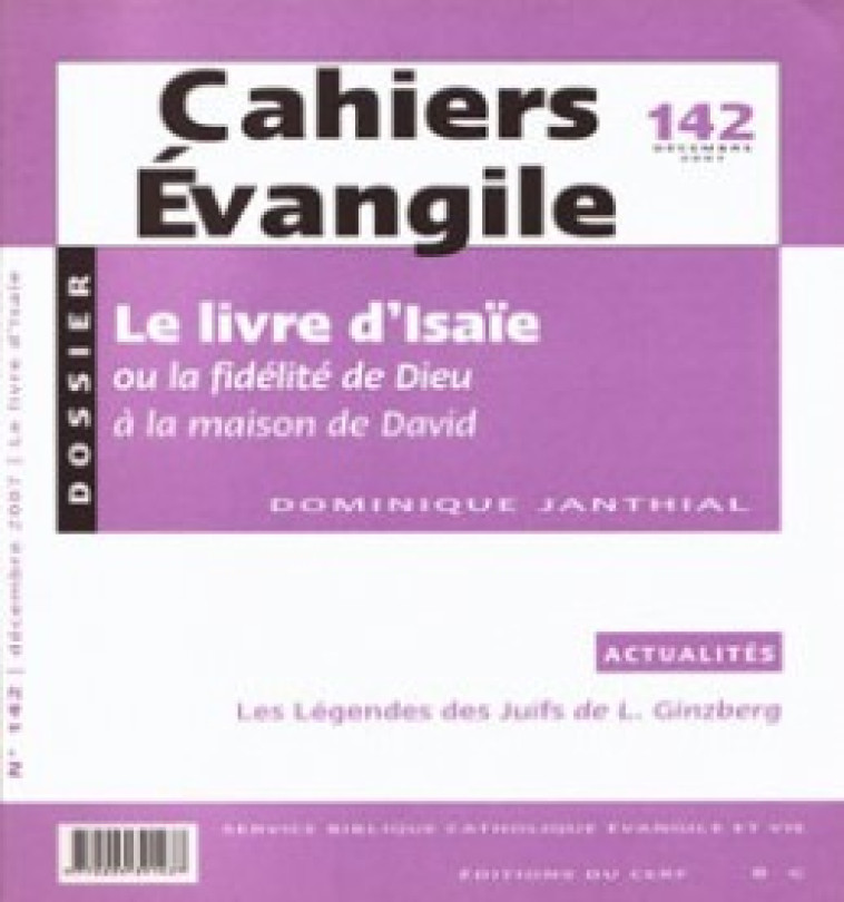 CAHIERS EVANGILE NUMERO 142 LE LIVRE D'ISAIE - Janthial Dominique, JANTHIAL DOMINIQUE  - CERF