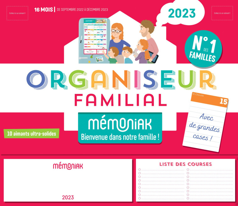 Organiseur familial Mémoniak 2023, calendrier organisation familial mensuel (sept. 2022- déc. 2023) - Nesk Nesk - 365 PARIS