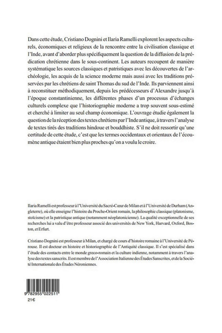 Les Apôtres en Inde dans la patristique et la littérature sanscrite - RAMELLI Ilaria - CERTAMEN