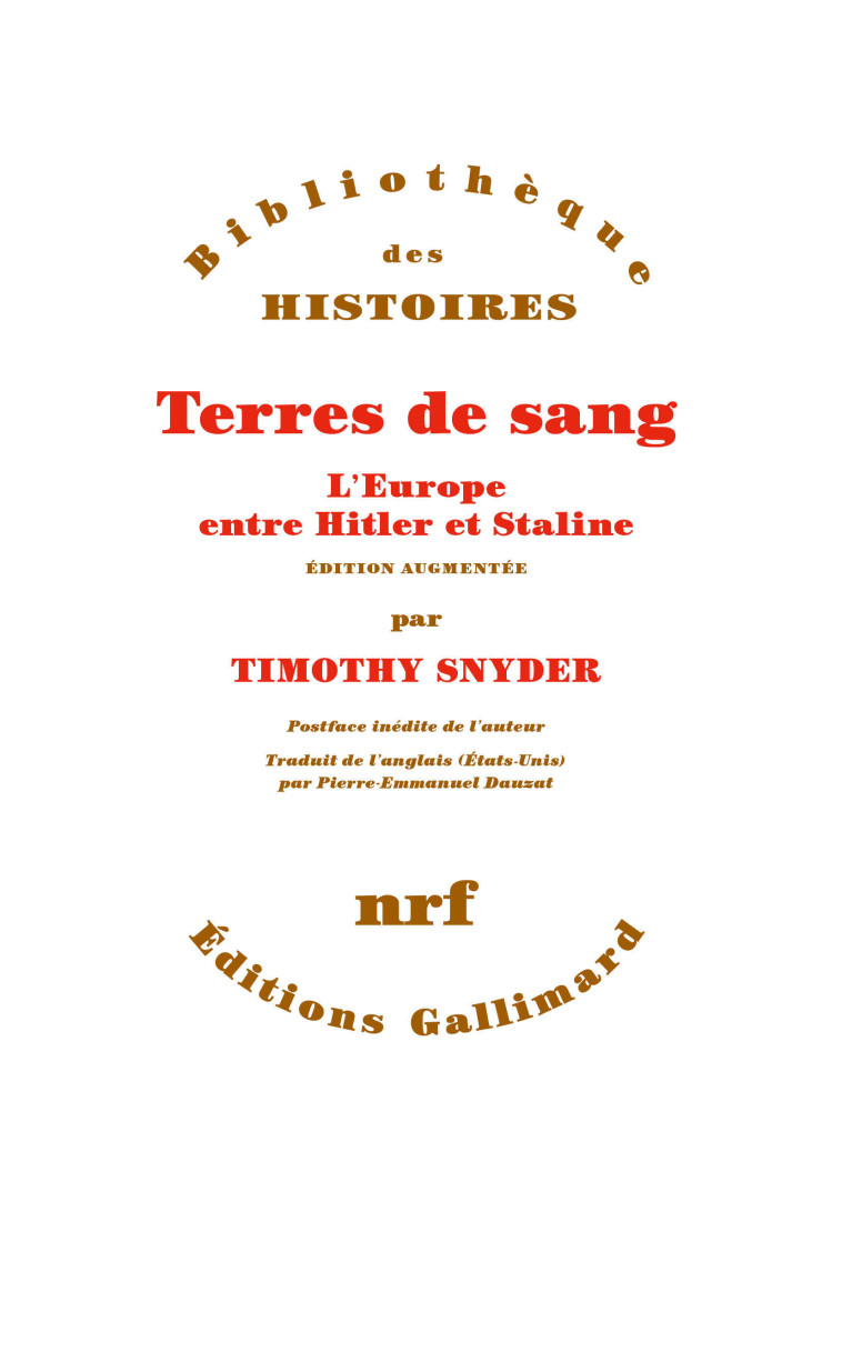 TERRES DE SANG - Timothy Snyder - GALLIMARD