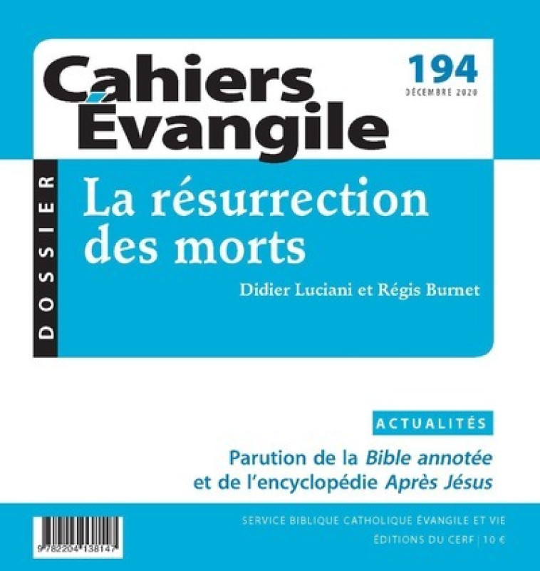 CAHIER EVANGILE 194 - LA RESURRECTION DES MORTS - Collectif Collectif,  Collectif,  Collectif Clairefontaine - CERF