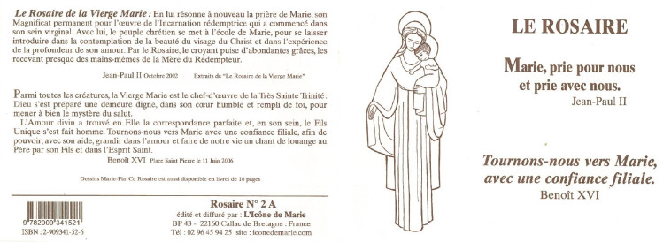 Dépliant rosaire 2A -  Collectif - ICONE DE MARIE