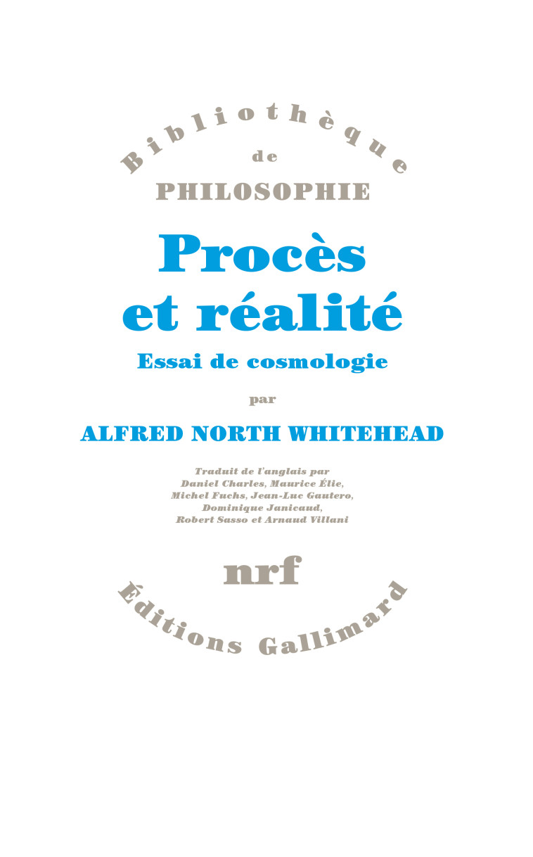 Procès et réalité - Alfred North Whitehead - GALLIMARD