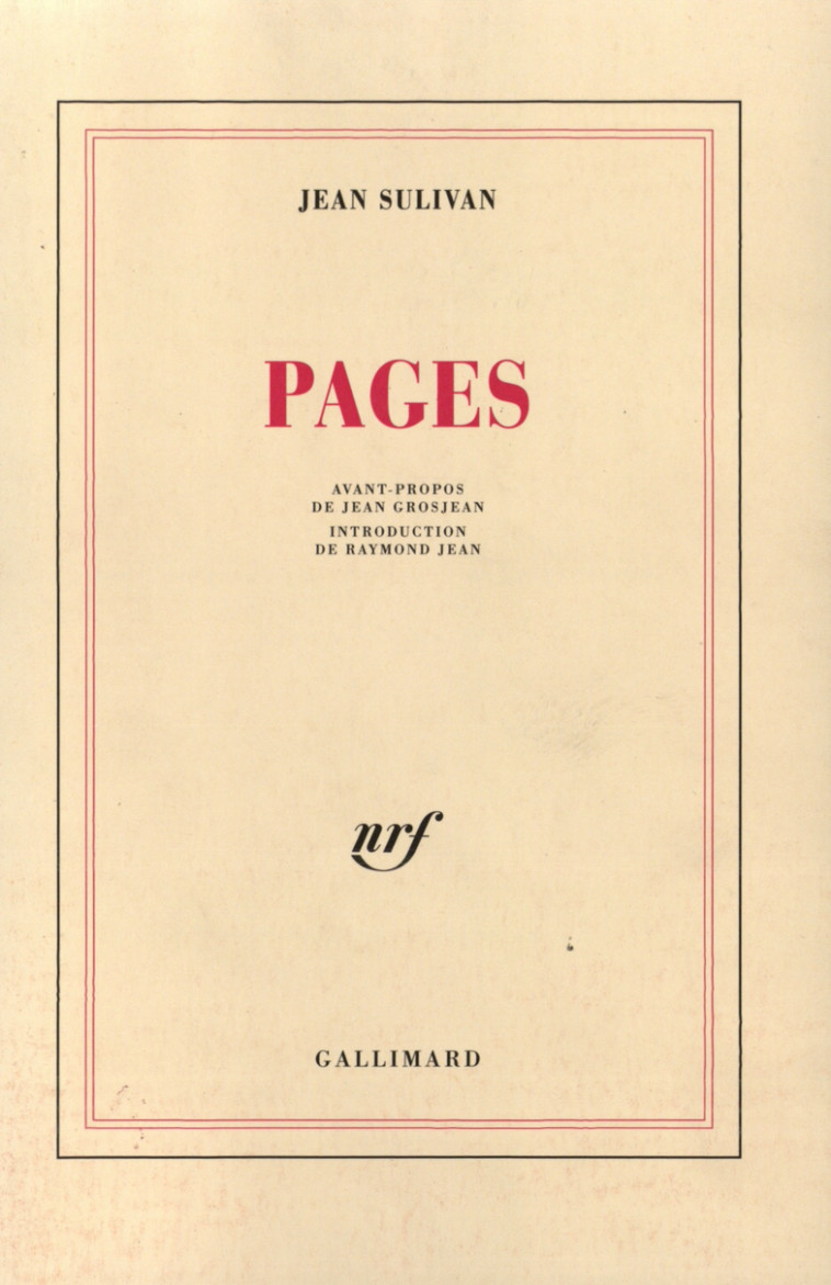 Pages - Jean Sulivan - GALLIMARD