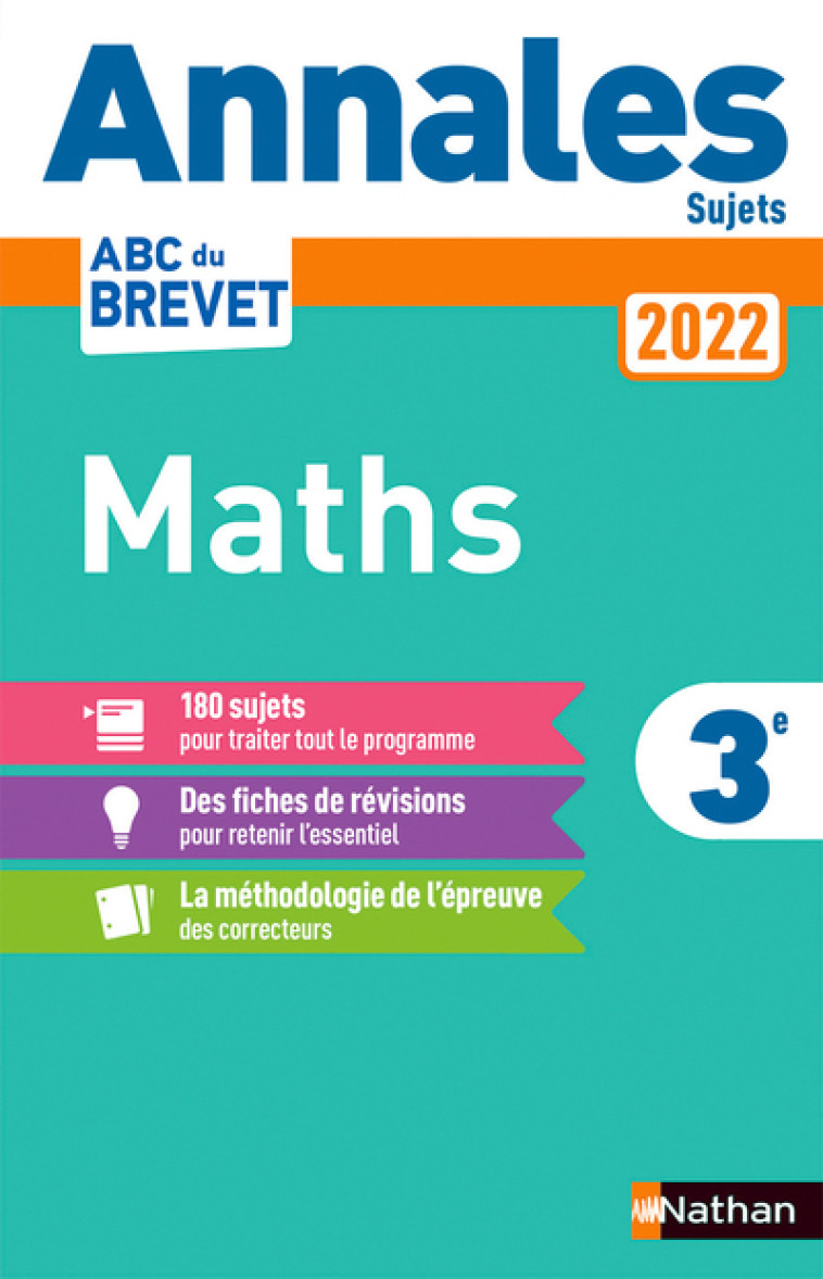 Annales Brevet 2022 Maths - Non Corrigé - Gilles Mora - NATHAN