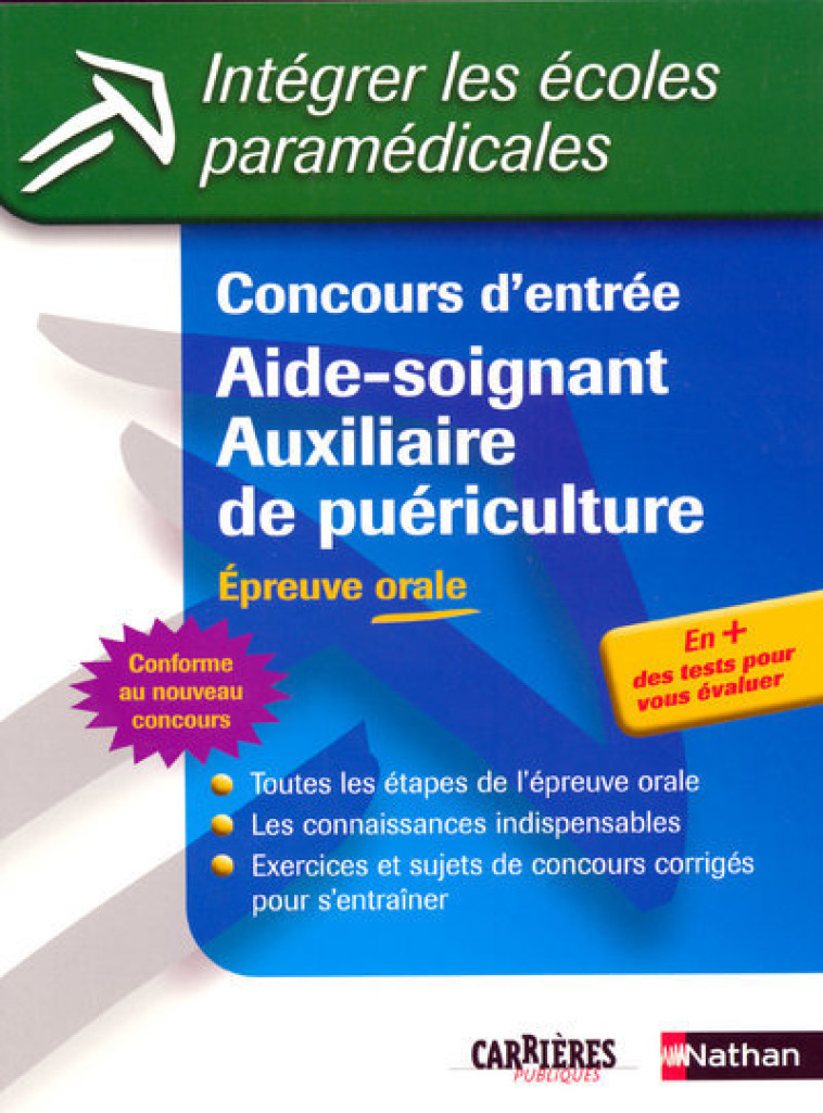 CONCOURS AIDE SOIGNANT AUXILIAIRE DE PUERICULTURE EPREUVE ORALE INTEGRER LES ECOLES PARAMEDIC N15 - Annie Godrie - NATHAN