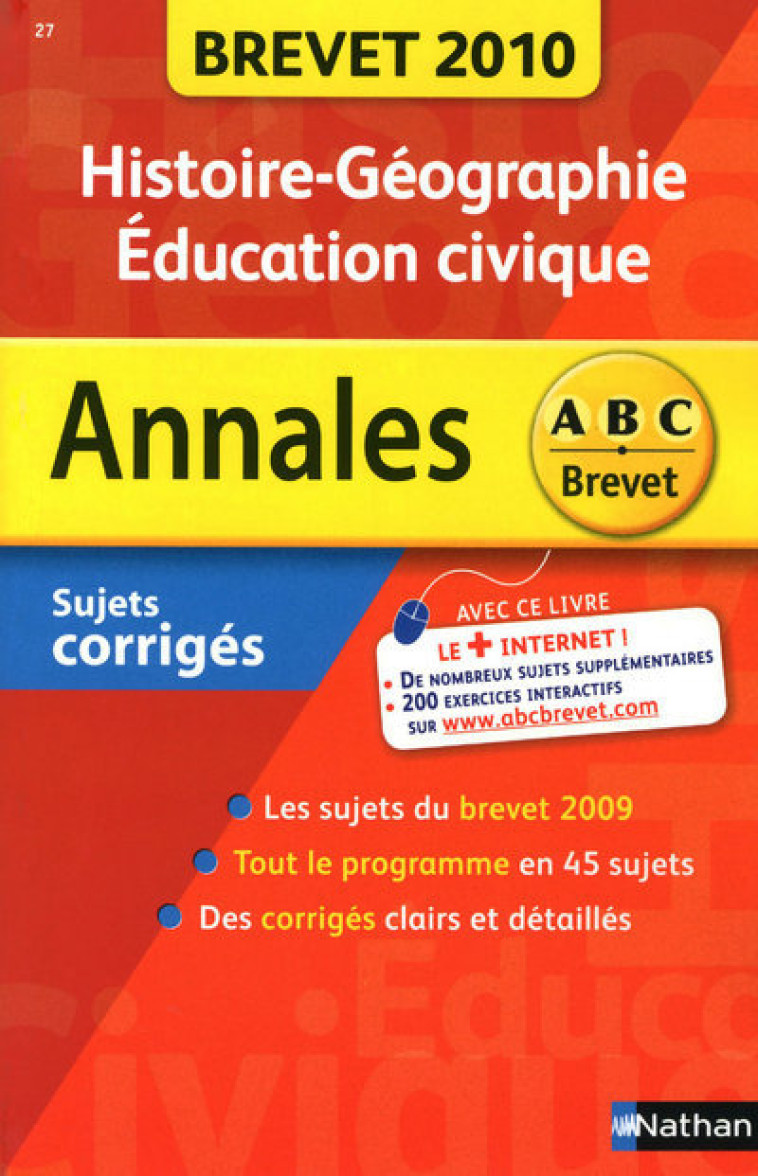 ANNAL 10 ABC BREV SUJ COR HIST - Guillaume Gicquel - NATHAN