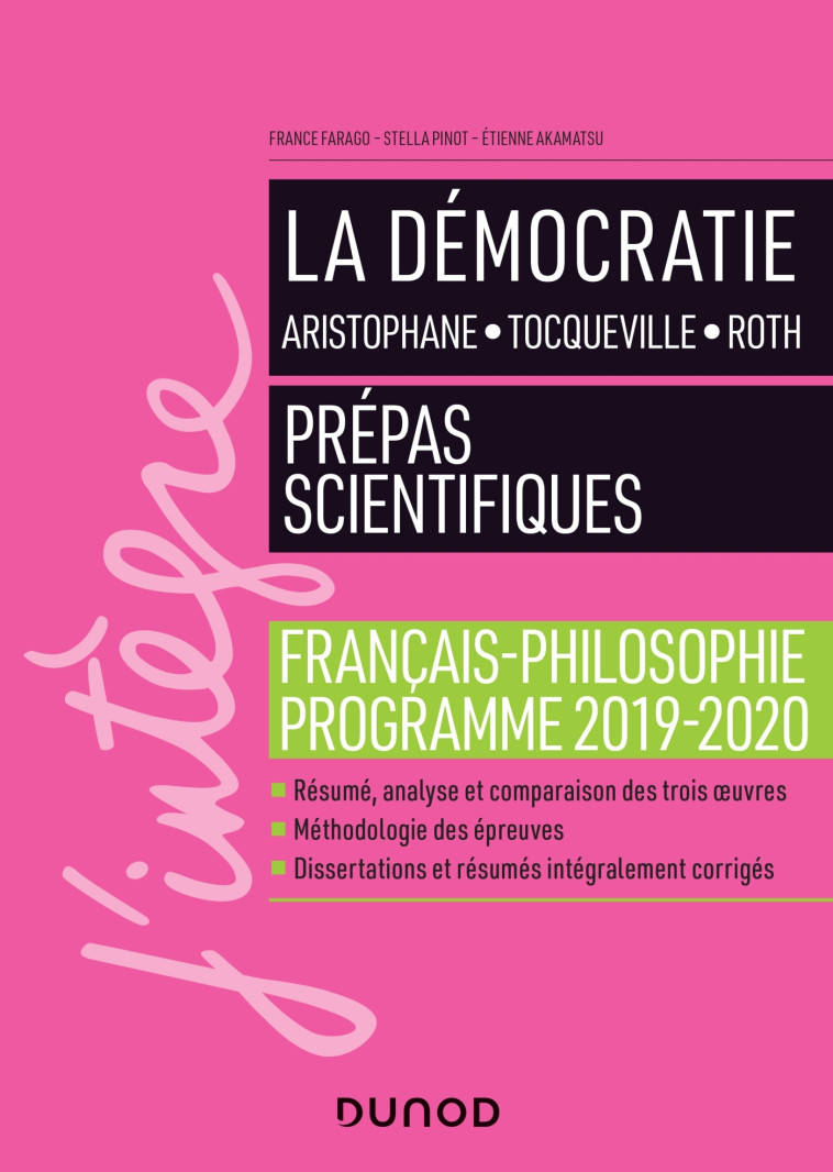 La Démocratie - Prépas scientifiques - Programme français-philosophie 2019-2020 - France Farago - DUNOD