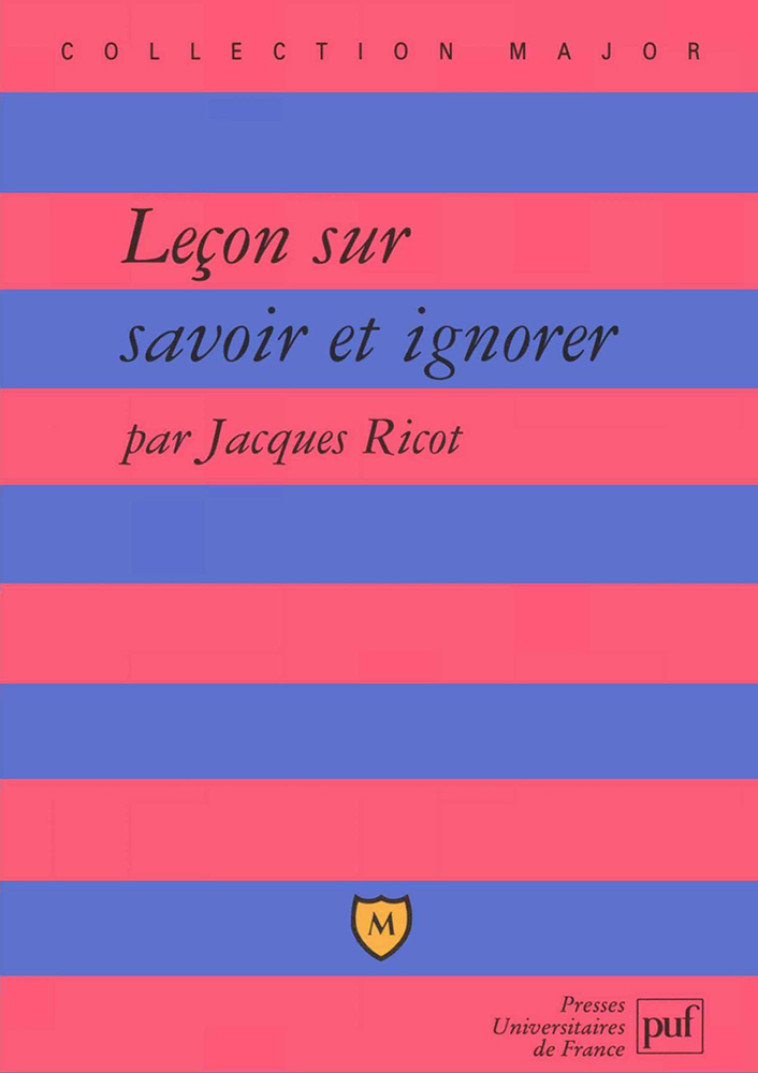 Leçon sur savoir et ignorer - Jacques Ricot - BELIN EDUCATION