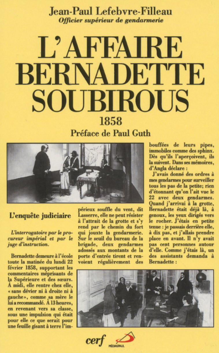 L'AFFAIRE BERNADETTE SOUBIROUS - Jean-Paul Filleau - CERF