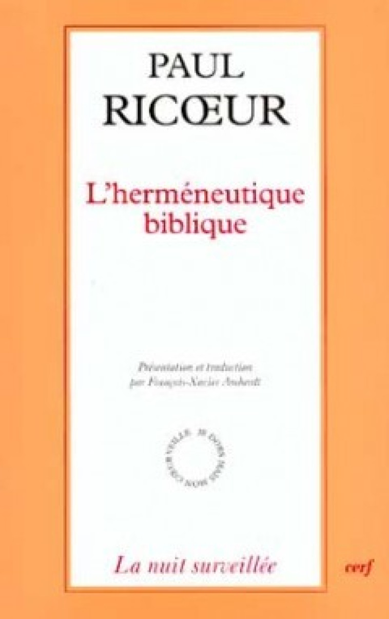 L'HERMENEUTIQUE BIBLIQUE - Paul Ricoeur - CERF