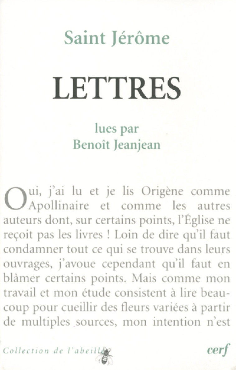 LETTRES DE SAINT JÉRÔME - Jean Jeanjean - CERF