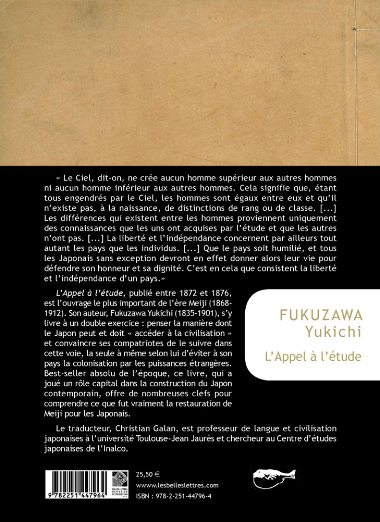 L'Appel à l'étude - Fukuzawa Yukichi - BELLES LETTRES