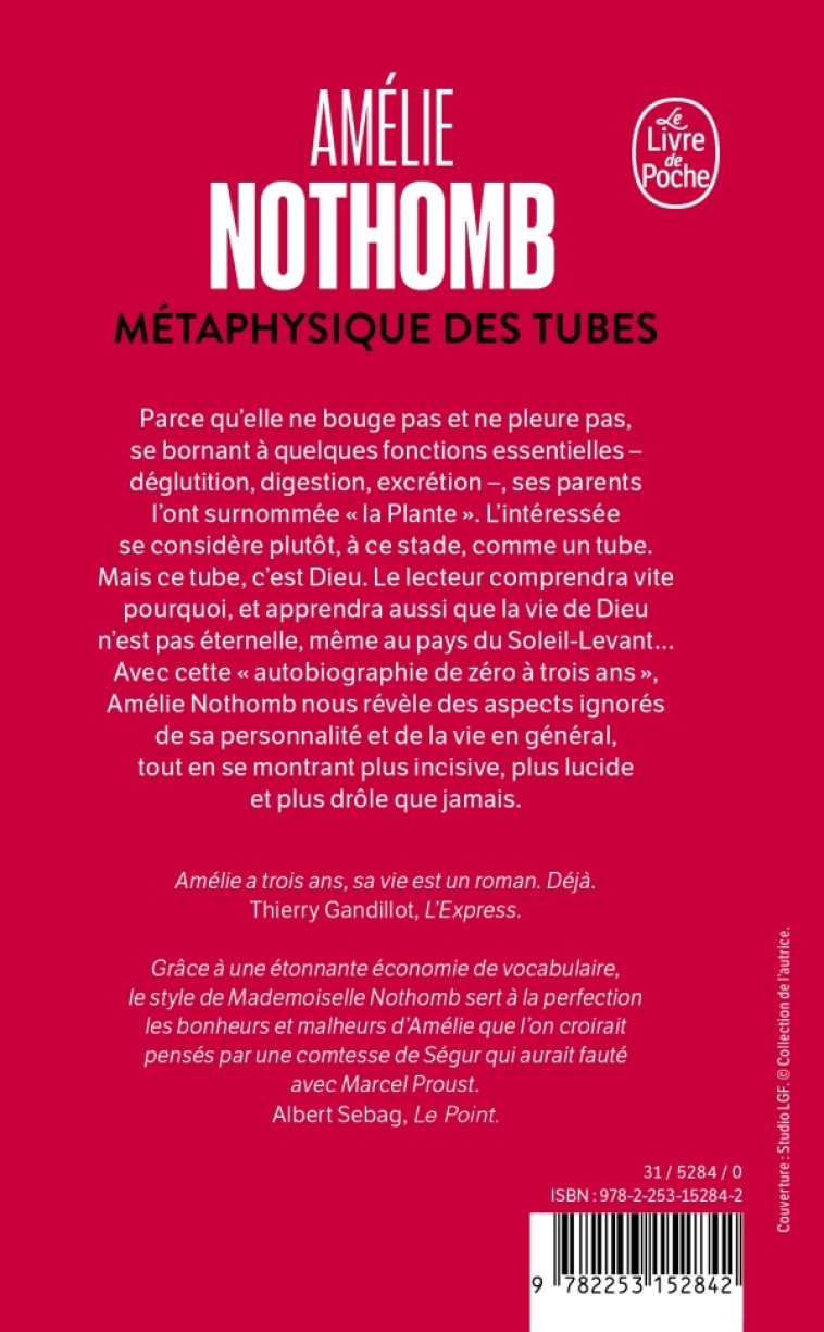 Métaphysique des tubes - Amélie Nothomb - LGF