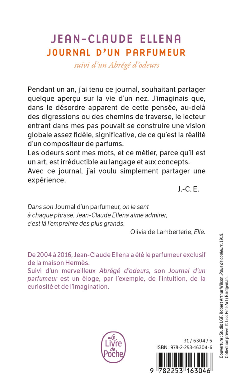 Journal d'un parfumeur - Jean-Claude Ellena - LGF