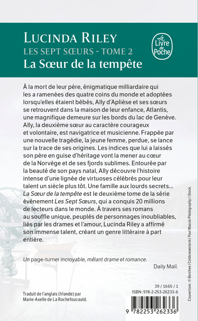 La Soeur de la tempête (Les sept Soeurs, Tome 2) - Lucinda Riley - LGF