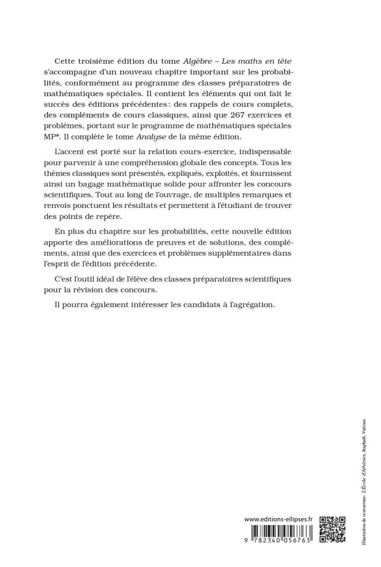 Les maths en tête. Algèbre et probabilités - Xavier Gourdon - ELLIPSES