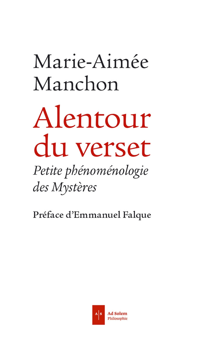 Alentour du verset - Marie-Aimée Manchon - AD SOLEM