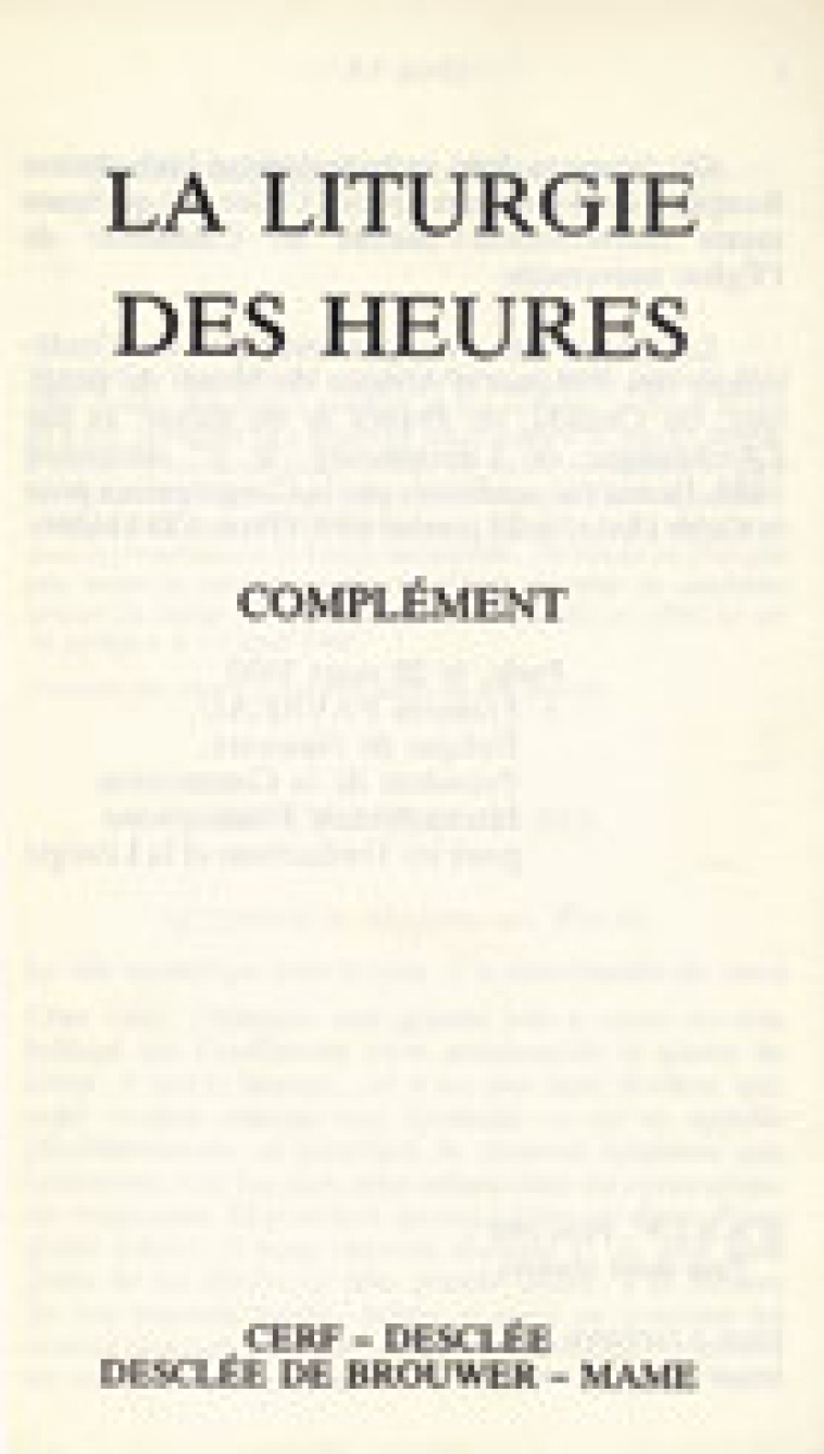 LITURGIE DES HEURES COMPLEMENT (PACK 5EX) -  A.E.L.F. - MAME DESCLEE