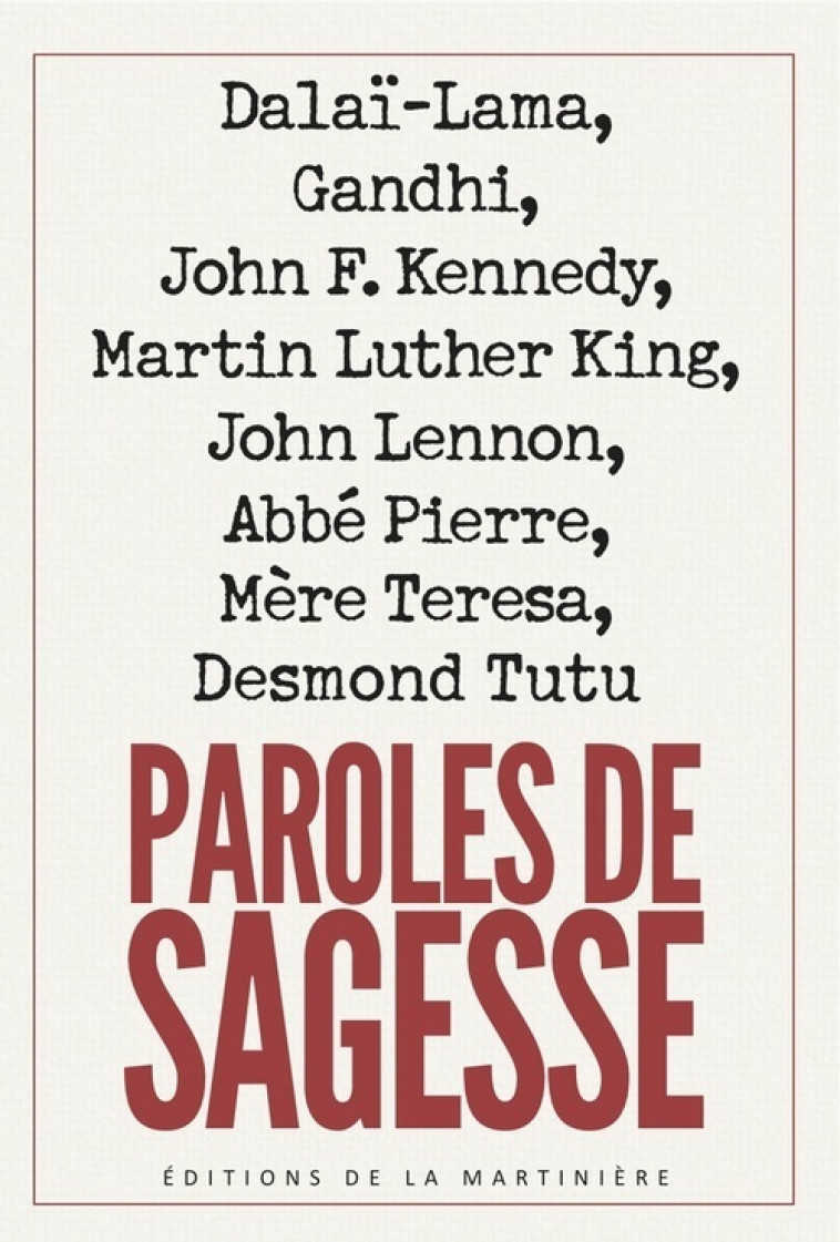 Paroles de sagesse -  Collectif - MARTINIERE BL