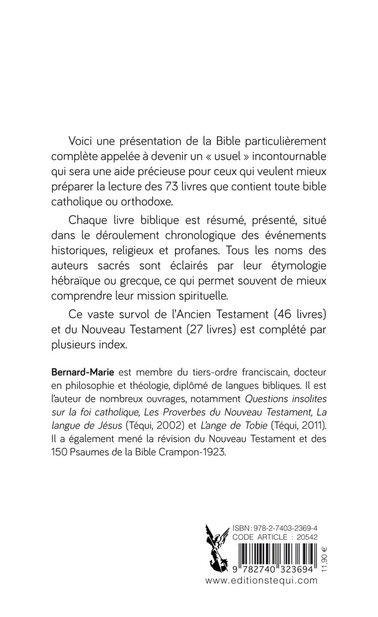 Présentation des 73 livres de la Bible -  Bernard-Marie - TEQUI