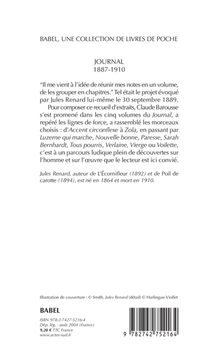 Journal 1887-1910 - Jules Renard - ACTES SUD