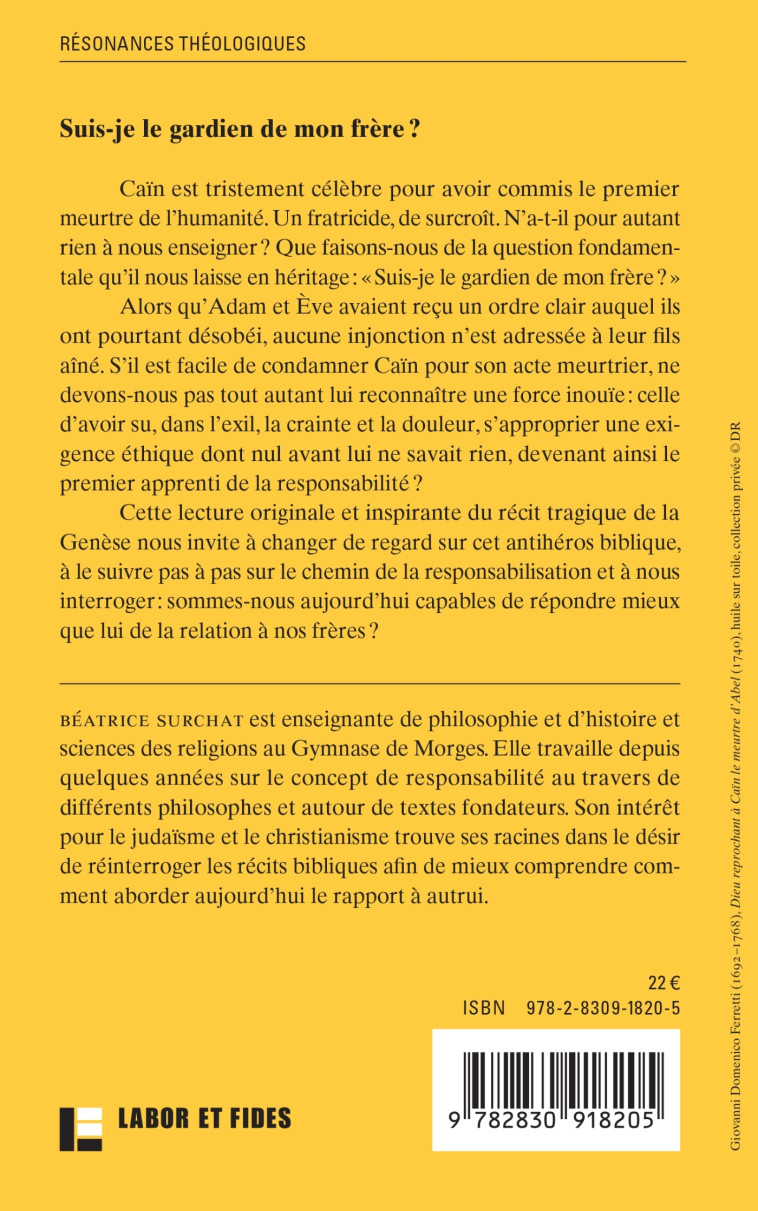 Suis-je le gardien de mon frère? - Béatrice Surchat - LABOR ET FIDES