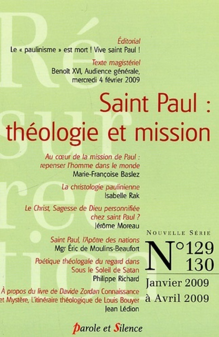 resurrection 129-130 - st paul: theologie et missions -  Mv ressurection - PAROLE SILENCE