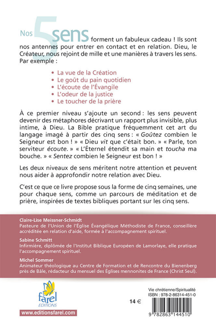 Nos 5 sens à la rencontre de Dieu - Calire-Lise MEISSNER-SCHMIDT - FAREL