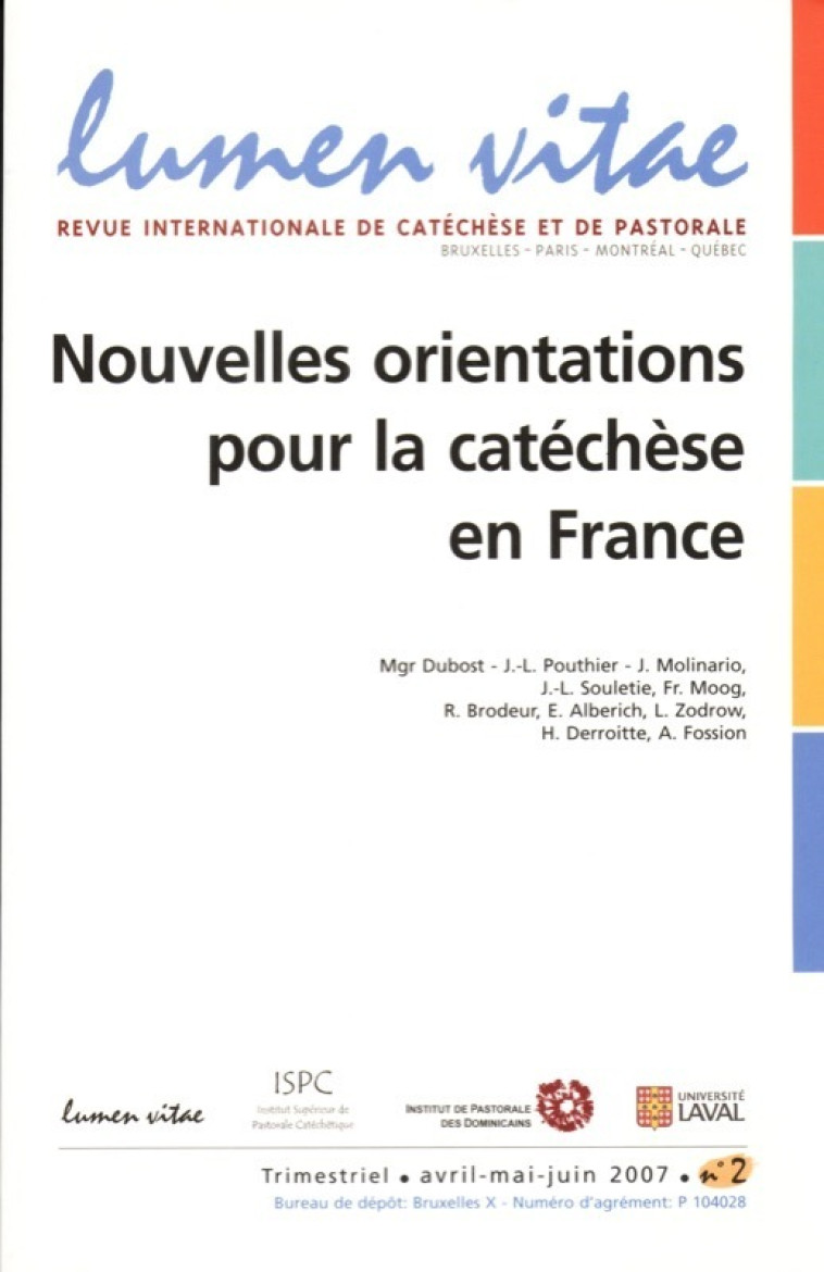 Nouvelles orientations pour la catéchèse en France -  Collectif - LUMEN VITAE