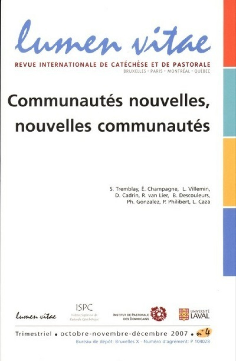 Communautés nouvelles, nouvelles communautés -  Collectif - LUMEN VITAE