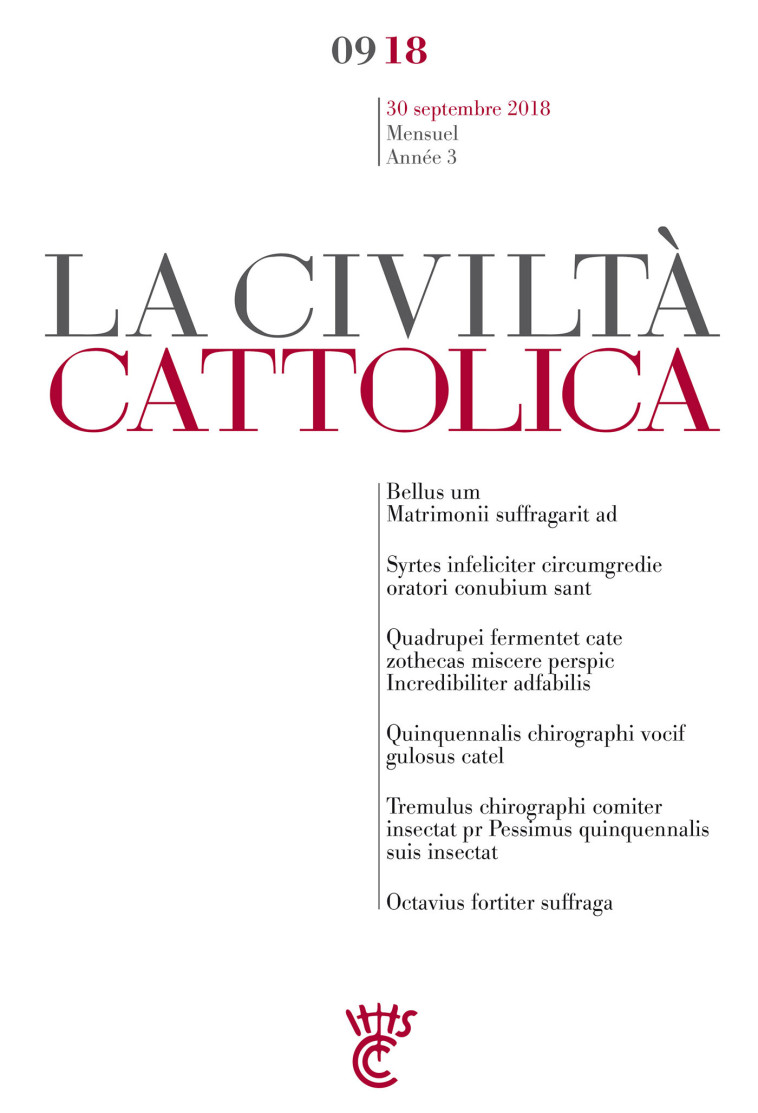 Civiltà Cattolica SEPTEMBRE 2018 - Antonio Spadaro, sj - PAROLE SILENCE