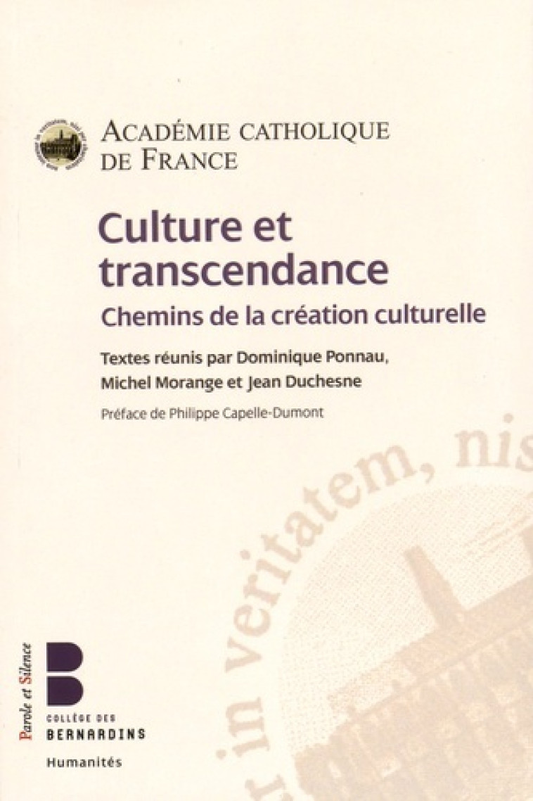 culture et transcendance -  Academie catholiq. - PAROLE SILENCE