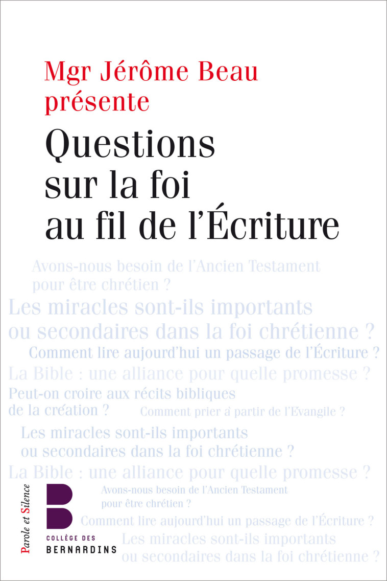 Questions sur la foi au fil de l'Écriture - Jérôme Beau - PAROLE SILENCE