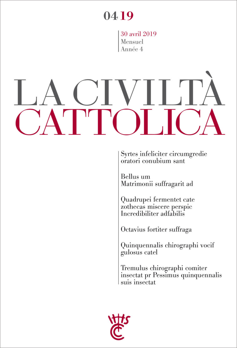 Civilta Cattolica - Avril 2019 - Antonio Spadaro, sj - PAROLE SILENCE