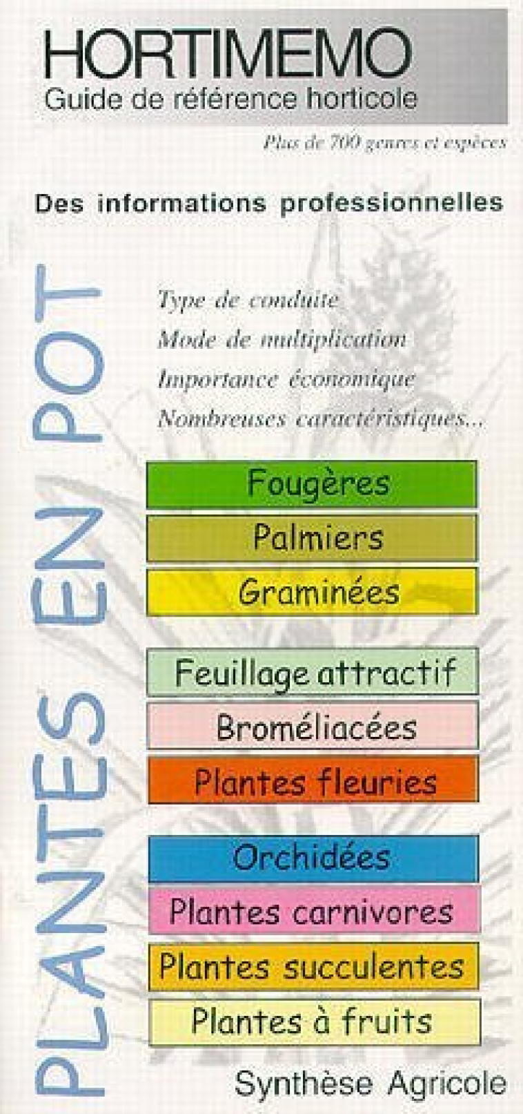 HORTIMEMO : PLANTES EN POT (GUIDE DE REFERENCE HORTICOLE) -  Chambon - SYNTHESE AGRICO